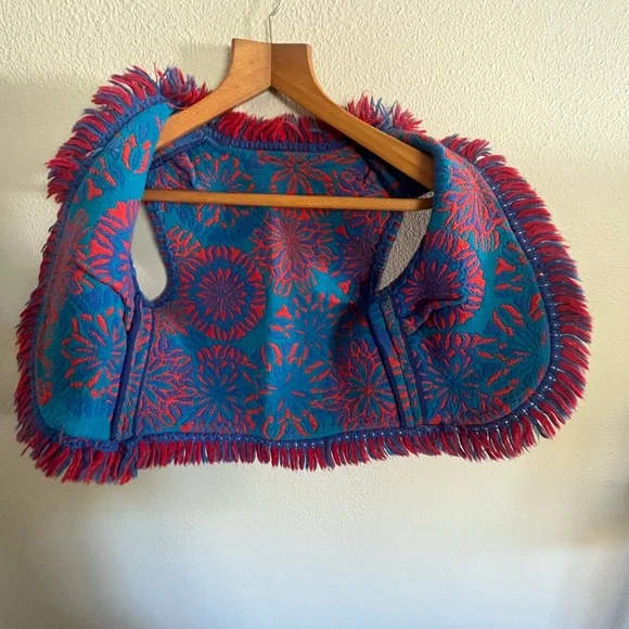 Rare Vintage Homemade Vest XS Red and Blue - Picture 4 of 5